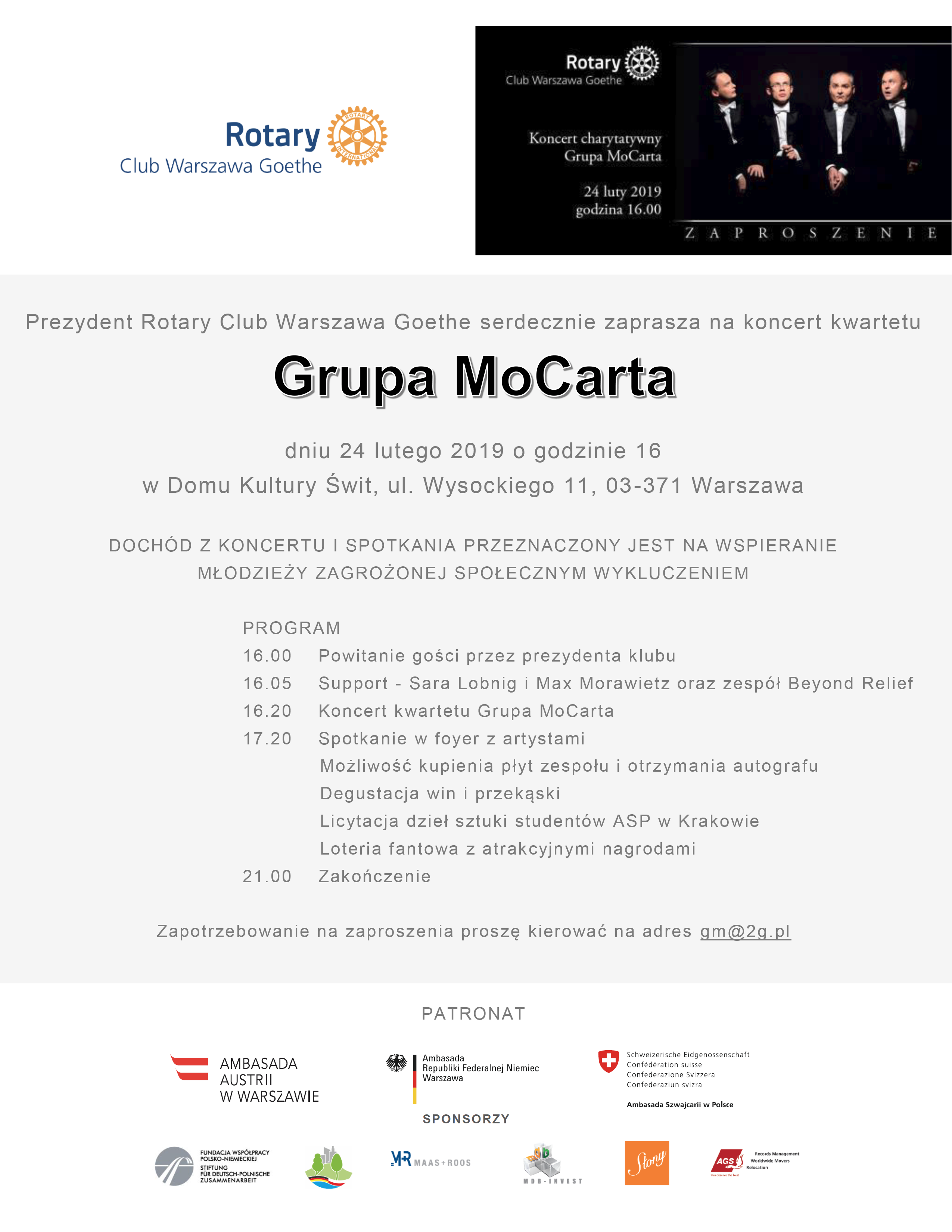 Koncert Grupa MoCarta - 24 lutego 2019